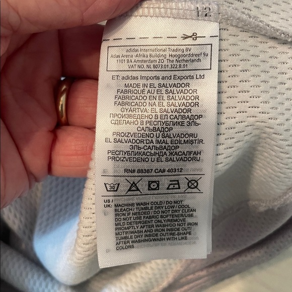 Adidas Women's Light Gray Hoodie with Blue Logo Climawarm Size Medium Lined EUC - Picture 9 of 12